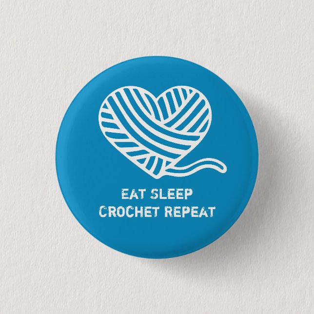 Eat Sleep Crochet Repeat Knapp (Framsida)