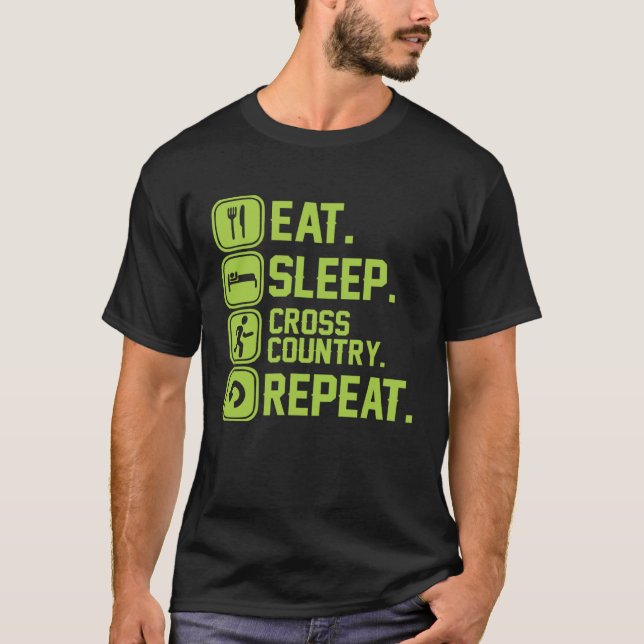 Eat sleep cross country repeat runner jogger t shirt (Framsida)