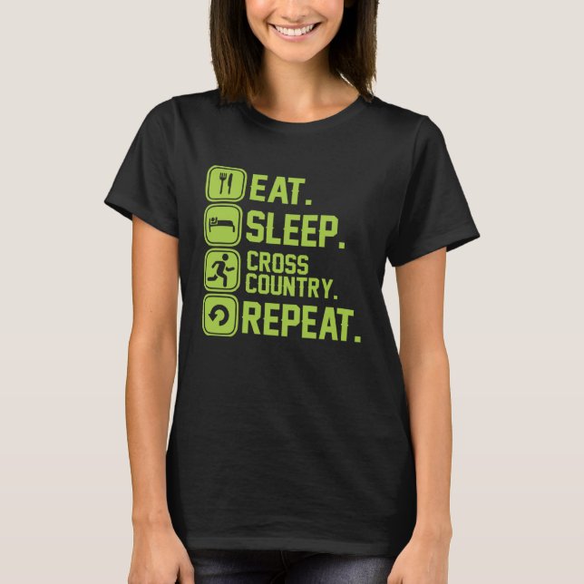 Eat sleep cross country repeat runner jogger t shirt (Framsida)