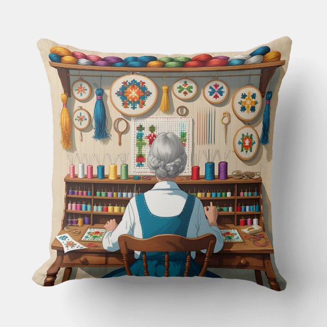 Eat.Sleep.Cross Stitch.Repeat- Gift for Stitchers  Kudde (Framsida)