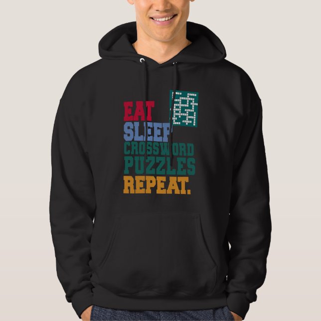 Eat Sleep Crossword Puzzles Repeat Crossword Puzzl Hoodie (Framsida)