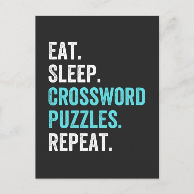 Eat.Sleep. Crossword Puzzles. Repeat. Helg Vykort (Framsida)