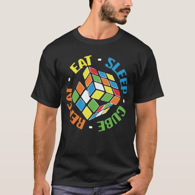 Eat Sleep Cube Repeat - Cube Puzzle T Shirt (Framsida)