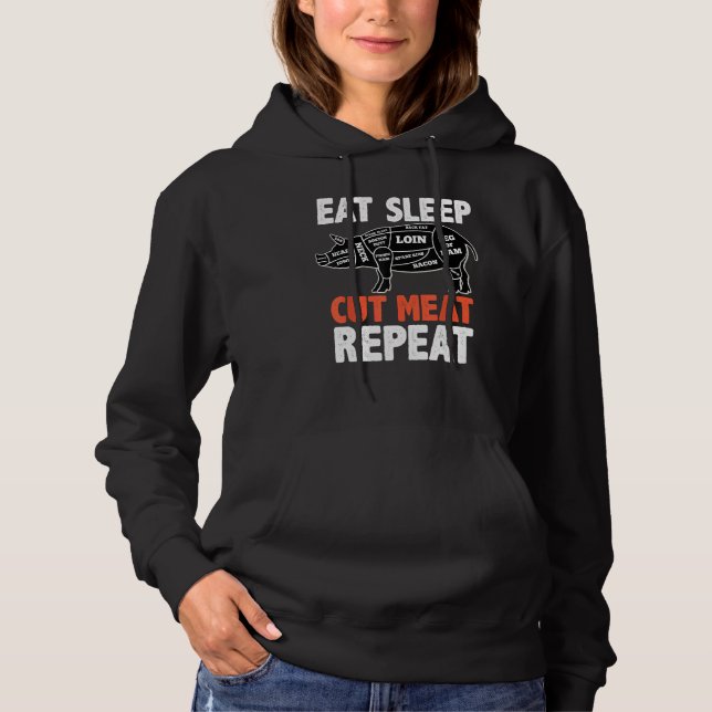 EAT SLEEP CUT KÖTT REPEAT - BUTCHER GRIS GRIS Diag T Shirt (Framsida)