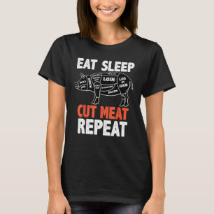 EAT SLEEP CUT KÖTT REPEAT - BUTCHER GRIS GRIS Diag T Shirt