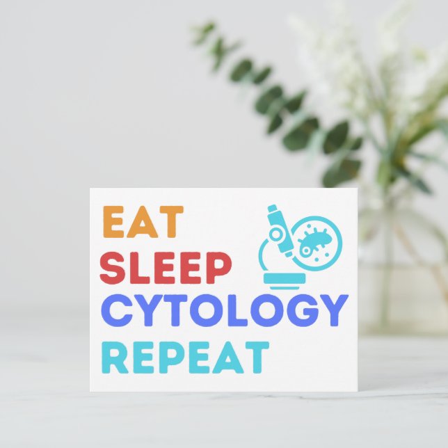 EAT SLEEP CYTOLOGY REPEAT - #lablife Vykort (Stående Fram)