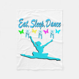 EAT, SLEEP, DANCE BALLERINA DESIGN FLEECEFILT