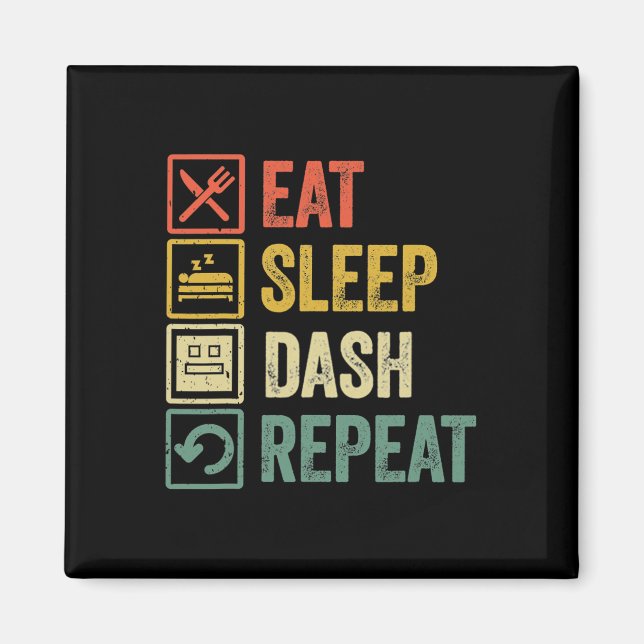 Eat Sleep Dash Repeat Video Game Geometry Video Ga Magnet (Framsidan)