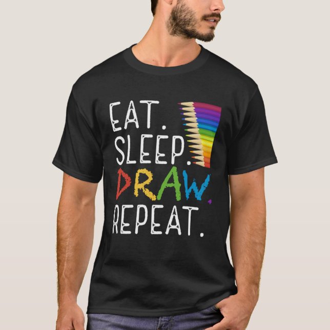 Eat Sleep Draw Repeat Paint  Teacher Painter Artis T Shirt (Framsida)