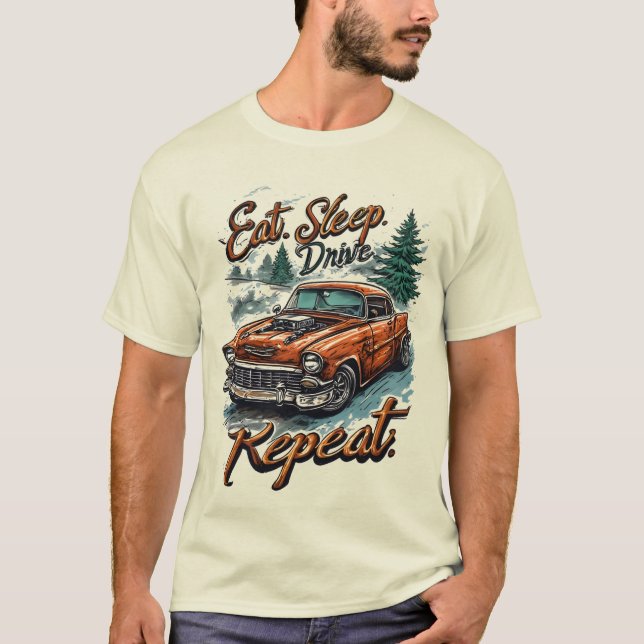 Eat. Sleep. Drive. Repeat. | Trucker Life T-Shirt (Framsida)