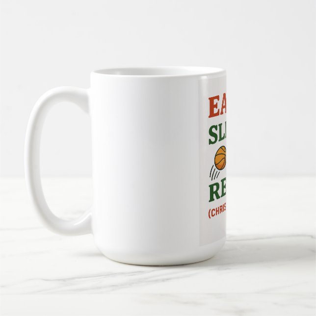 Eat Sleep Dunk Repeat - Funny Basketball Xmas  Kaffemugg (Vänster)
