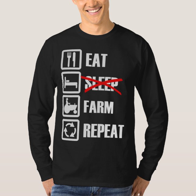 Eat Sleep Farm Repeat T Shirt (Framsida)