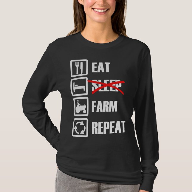 Eat Sleep Farm Repeat T Shirt (Framsida)