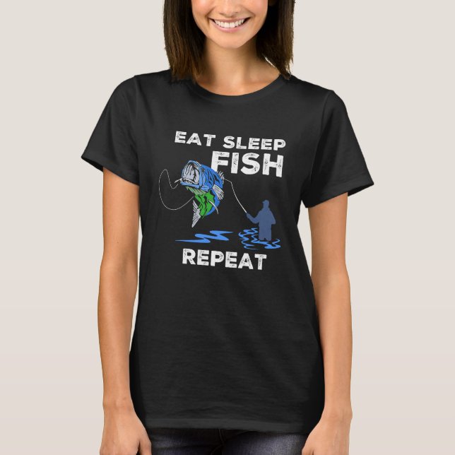 Eat Sleep Fish Repeat   Bass Fishing T Shirt (Framsida)