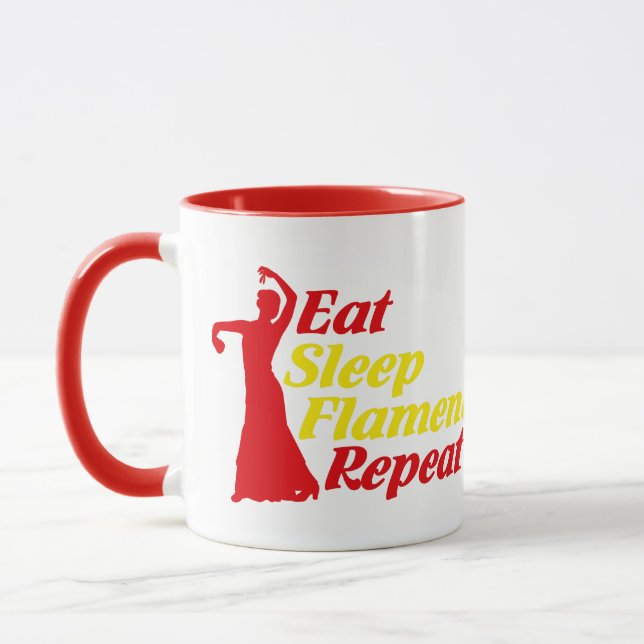 Eat Sleep Flamenco Repeat Funny Gift for Dancers Mugg (Vänster)