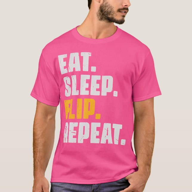 Eat Sleep Flip Repeat - Funny Gymnastics Parkour F T Shirt (Framsida)