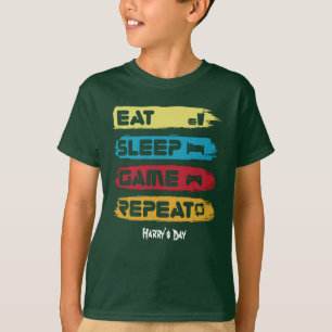 EAT SLEEP GAME REPEAT - anpassa text T Shirt