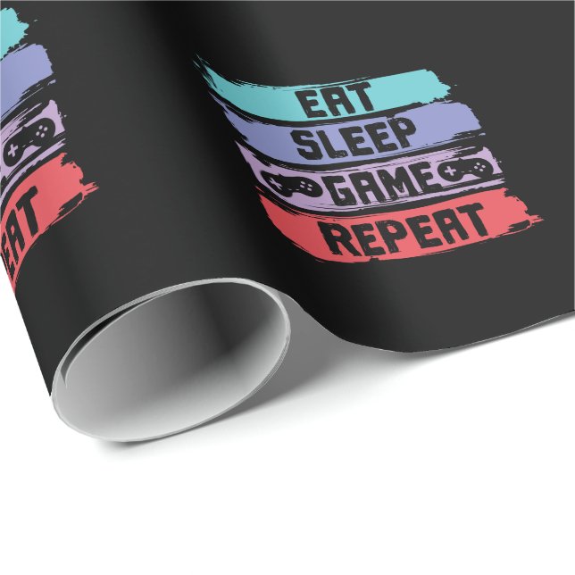Eat Sleep Game Repeat Controller Presentpapper (Rullad Hörn)