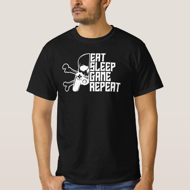 Eat Sleep Game Repeat Funny Gamer Quote T Shirt (Framsida)