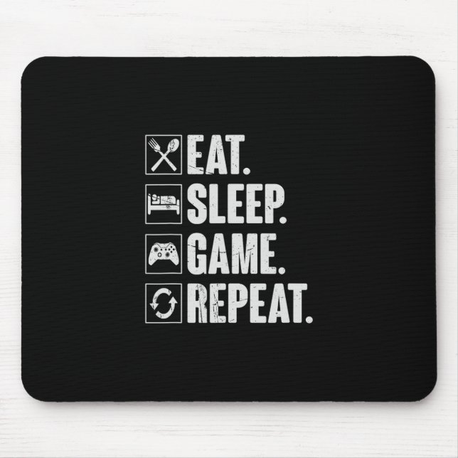 Eat Sleep Game Repeat Funny Video Gamer Gift Gamin Musmatta (Framsidan)