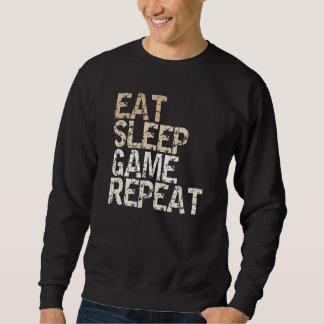 Eat Sleep Game Repeat Gamble Computer Game Console Lång Ärmad Tröja