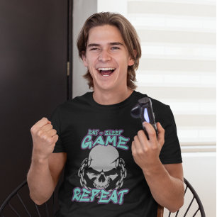 EAT SLEEP GAME REPEAT GAMER T SHIRT