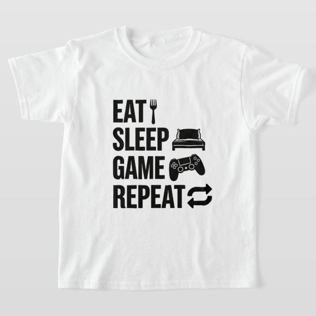 Eat Sleep Game Repeat Gaming T Shirt (Laydown)