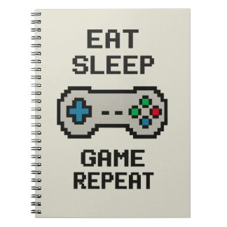 Eat Sleep Game Repeat – Pixel Gamer Notebook Anteckningsbok