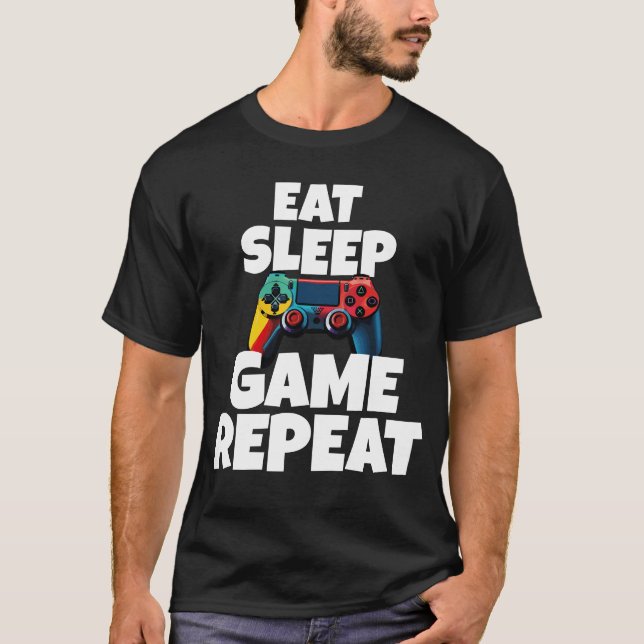 EAT SLEEP GAME REPEAT T SHIRT (Framsida)