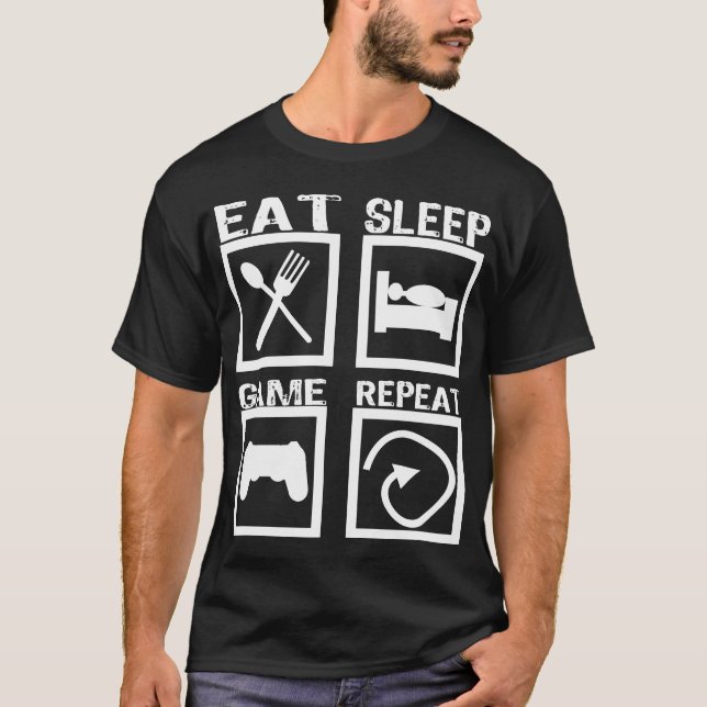 EAT SLEEP GAME REPEAT T SHIRT (Framsida)