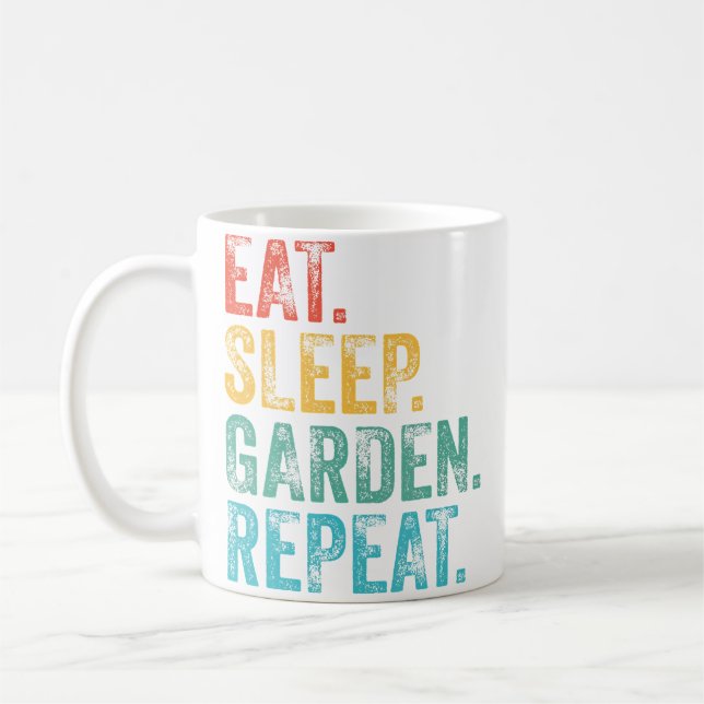Eat Sleep Garden Repeat Gardening Gardeners Funny  Kaffemugg (Vänster)