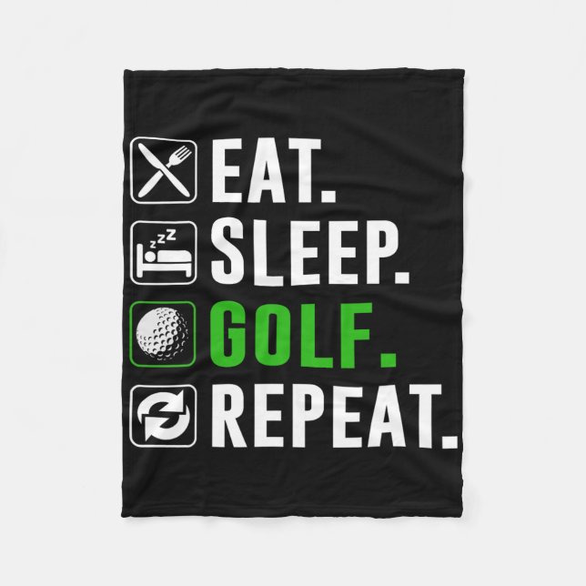Eat Sleep Golf Repeat Funny Golfing Golfer Golfing Fleecefilt (Framsidan)