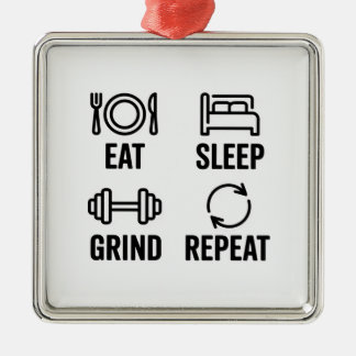 Eat. Sleep. Grind. Repeat Julgransprydnad Metall