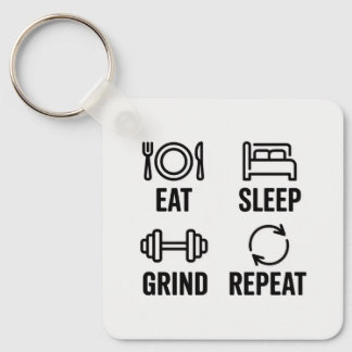 Eat. Sleep. Grind. Repeat Nyckelring