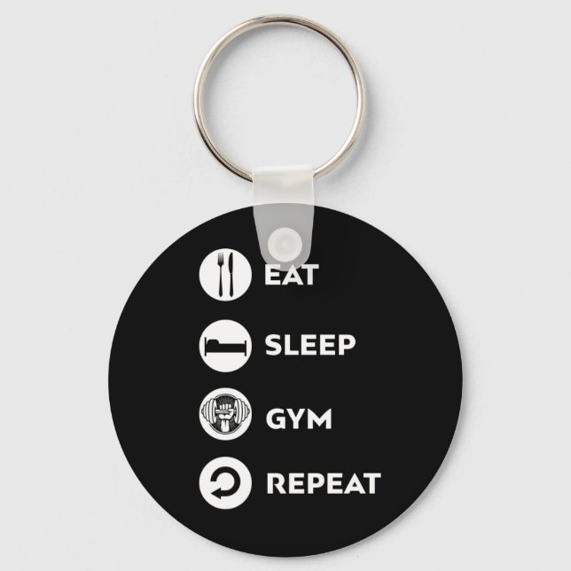 EAT SLEEP GYM REPEAT NYCKELRING (Framsida)