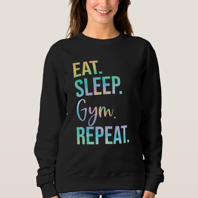 Eat Sleep Gym Repeat Weightlifting Fitness Weightl T Shirt (Framsida)