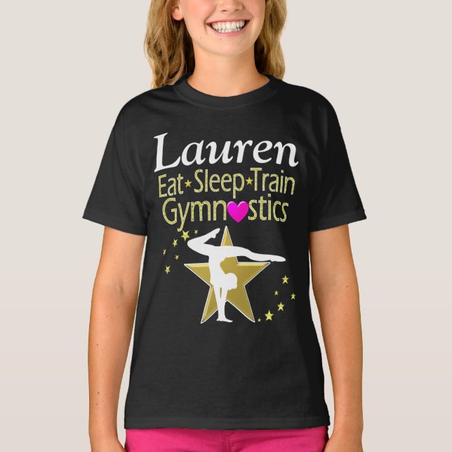 EAT SLEEP GYMNASTICS PERSONLIG T SHIRT (Framsida)