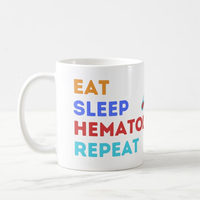 EAT SLEEP HEMATOLOGY REPEAT - #lablife Kaffemugg (Vänster)