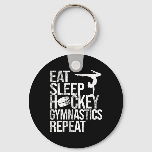 Eat Sleep Hockey Gymnastics Repeat Sport Player Gy Nyckelring (Framsida)