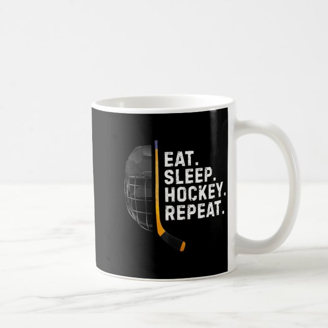 Eat Sleep Hockey Repea Funny Cool Hockey Player  Kaffemugg (Höger)