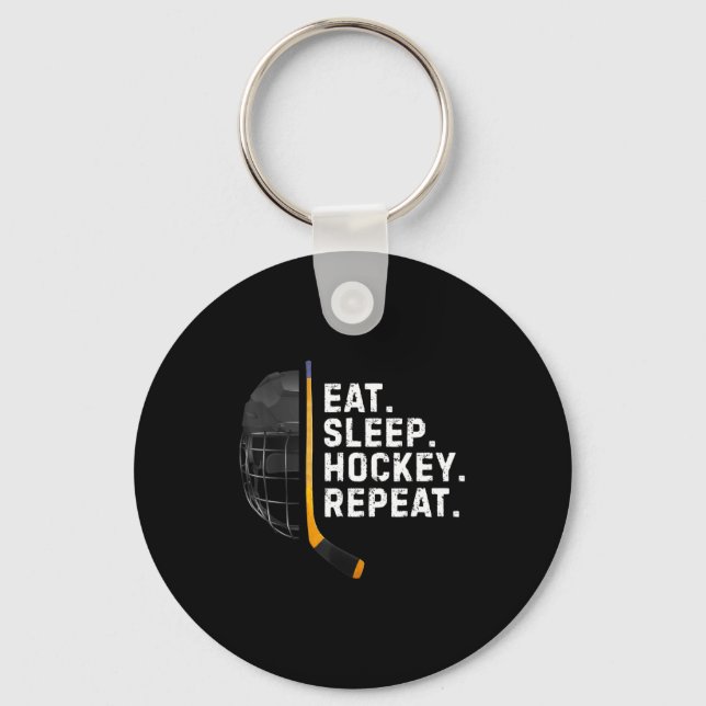 Eat Sleep Hockey Repea Funny Cool Hockey Player  Nyckelring (Framsida)