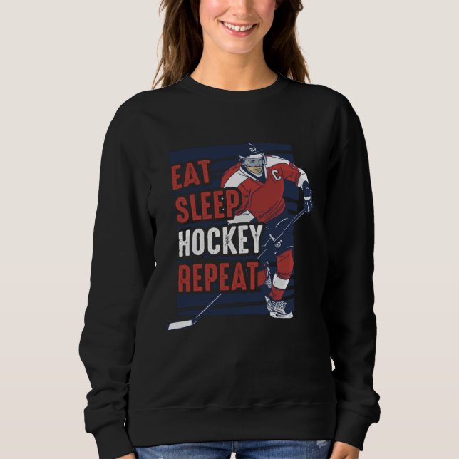 Eat Sleep Hockey Repeat  Hockey Player  for Boys T Shirt (Framsida)