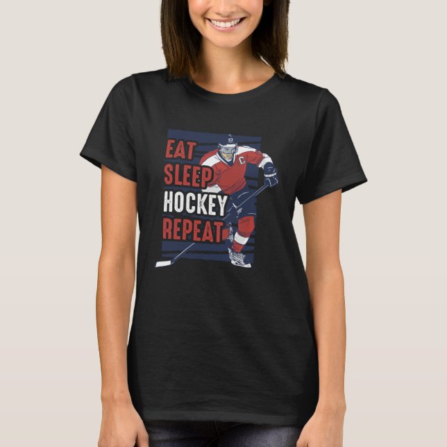 Eat Sleep Hockey Repeat  Hockey Player  for Boys T Shirt (Framsida)