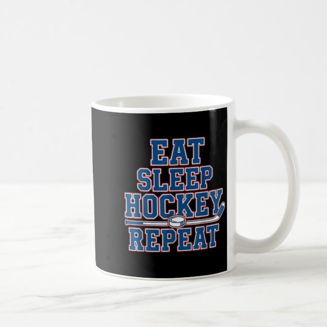 Eat Sleep Hockey Repeat Ice Hockey For Teens Kids  Kaffemugg (Höger)