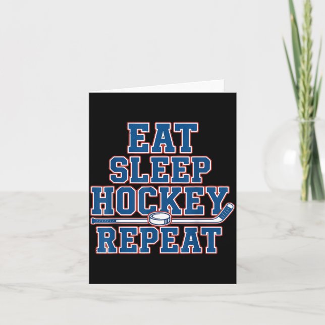 Eat Sleep Hockey Repeat Ice Hockey For Teens Kids  Kort (Framsida)