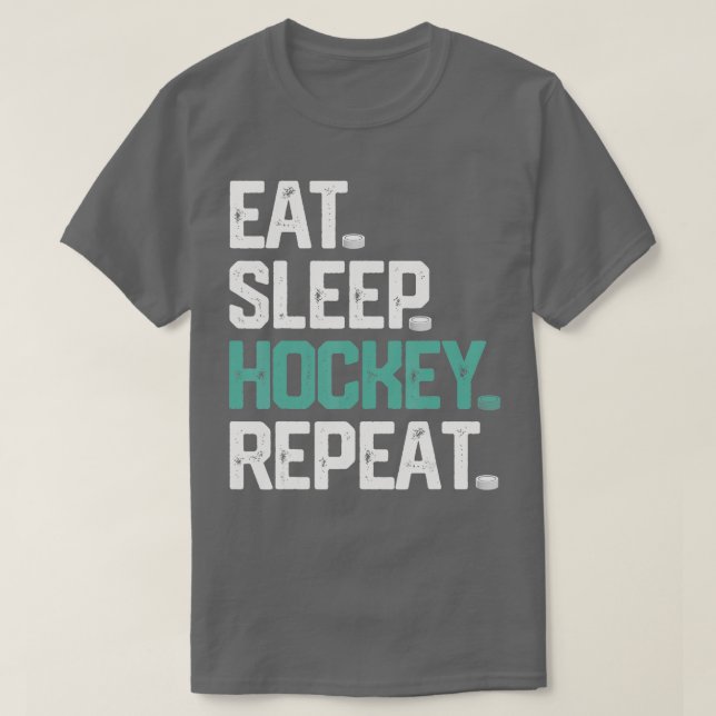 EAT SLEEP HOCKEY REPEAT T SHIRT Funny Hockey Manar (Design framsida)