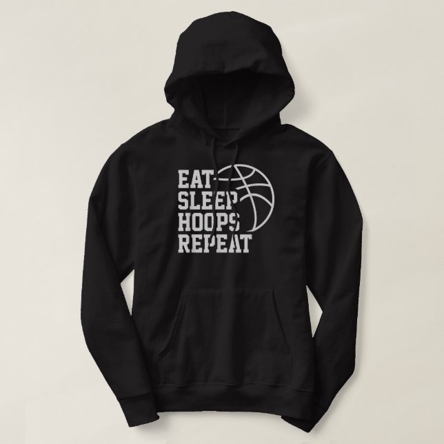 Eat Sleep Hoops Repeat Funny Saying Quote Basketba Hoodie (Design framsida)