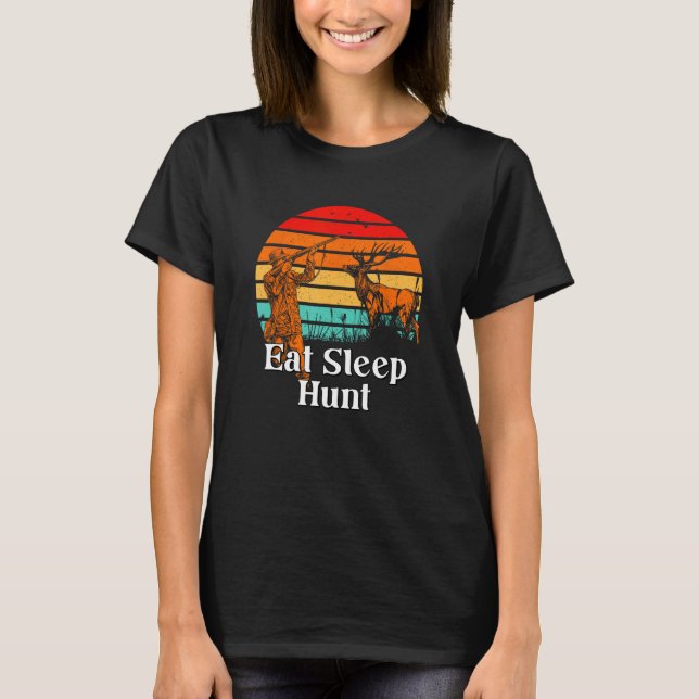 Eat Sleep Hunt Animal Stalking Lifestyle Grunter H T Shirt (Framsida)