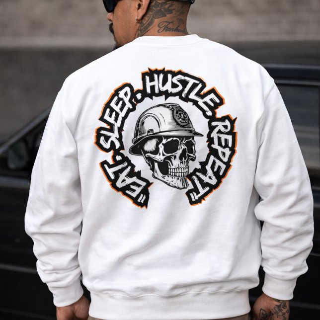 Eat Sleep Hustle Repeat  back-hit Lång Ärmad Tröja (Eat Sleep Hustle Repeat Sweatshirt)