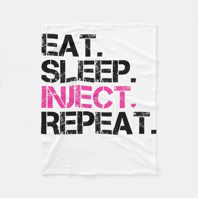 Eat Sleep Inject Repeat Nurse Injector Fleecefilt (Framsidan)
